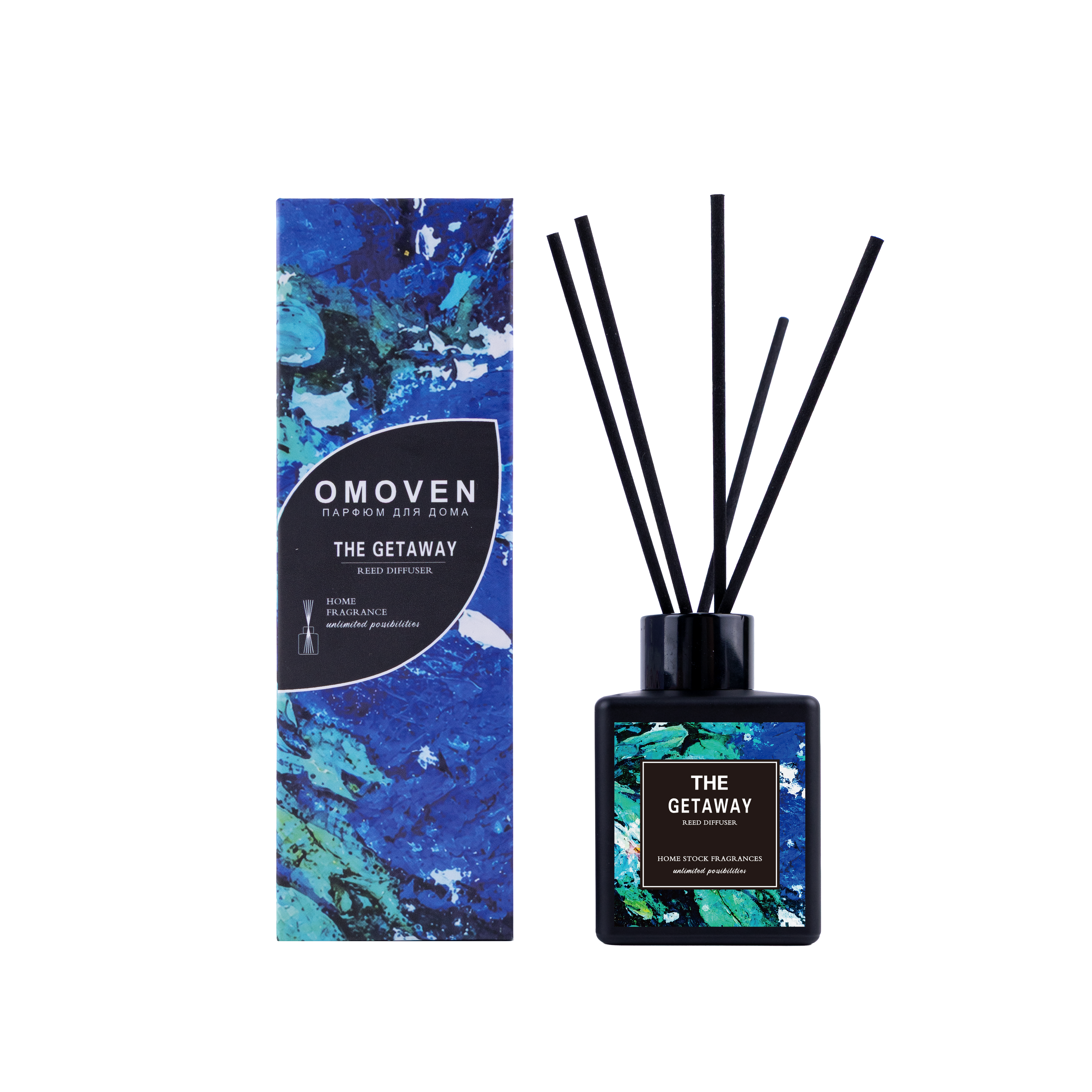 The Getaway Blue Art Reed Diffuser Set
